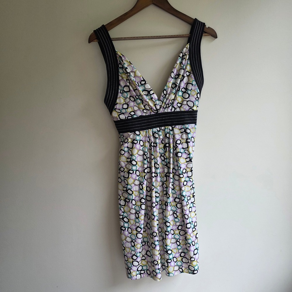 BCBGMAXAZRIA Vintage Y2K Babydoll Mini‎ Dress Geometric Print Sleeveless Small